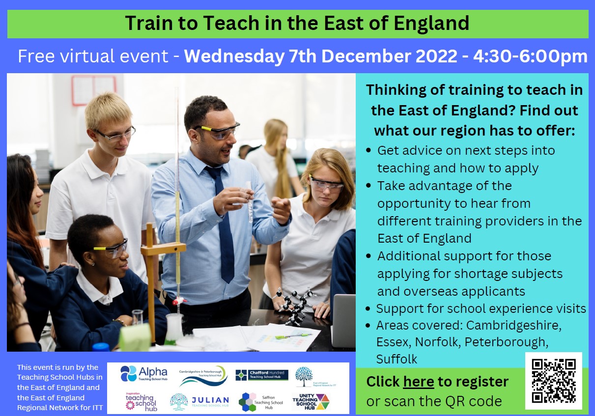 East of England Initial Teacher Training Event Flyer